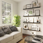 Set of 4 Floating Wall Shelves, 46 Inch Picture Ledge Display Shelves for Photos, Artwork and Home Decor