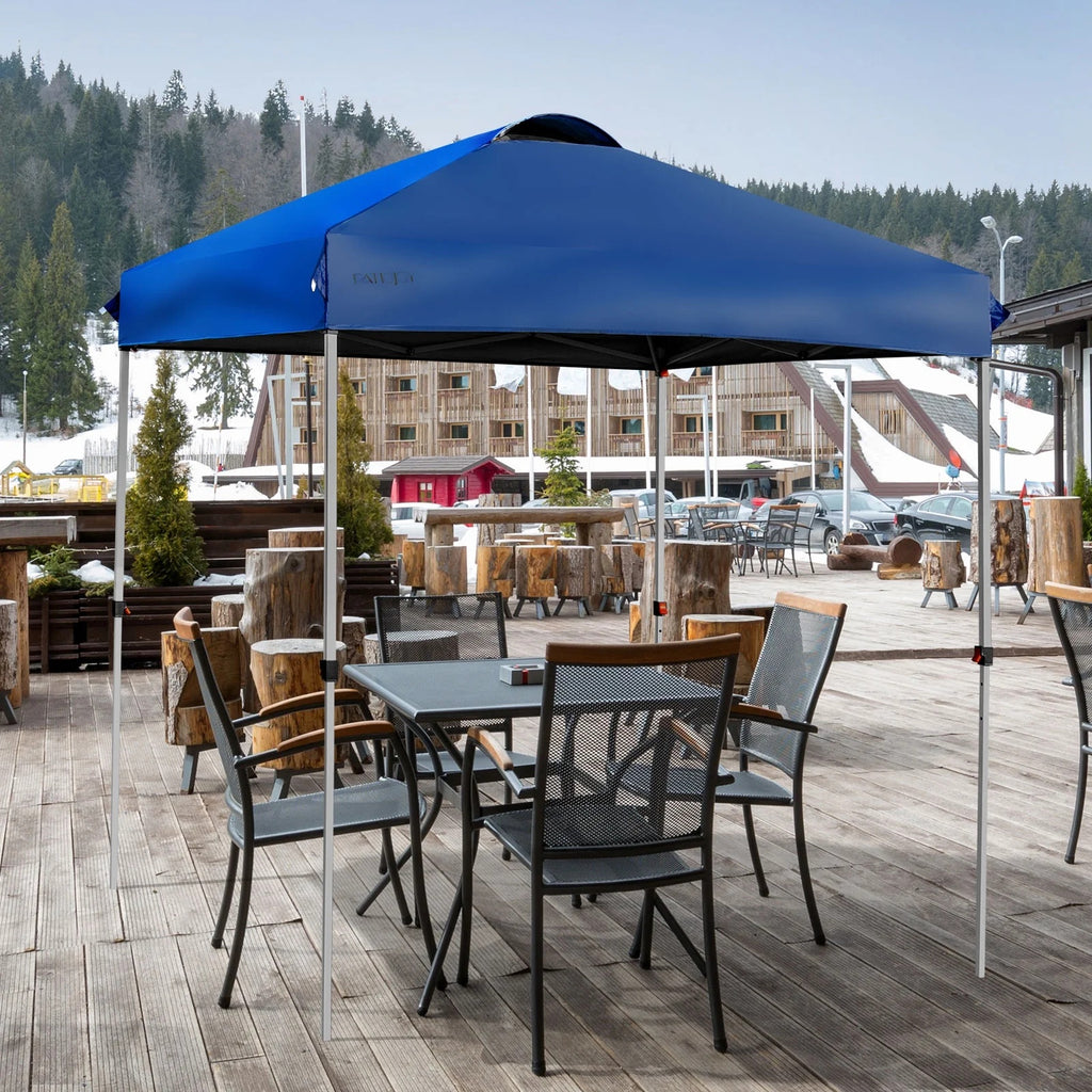 Patiojoy 6.6-?x 6.6-?Pop-up Canopy Tent Outdoor Camping Sun Shelter w/ Portable Roller Bag & 4 Weight Bags Blue