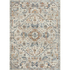 Bohemian Medallion Low-Pile Machine-Washable Area Rug, Cream and Terra